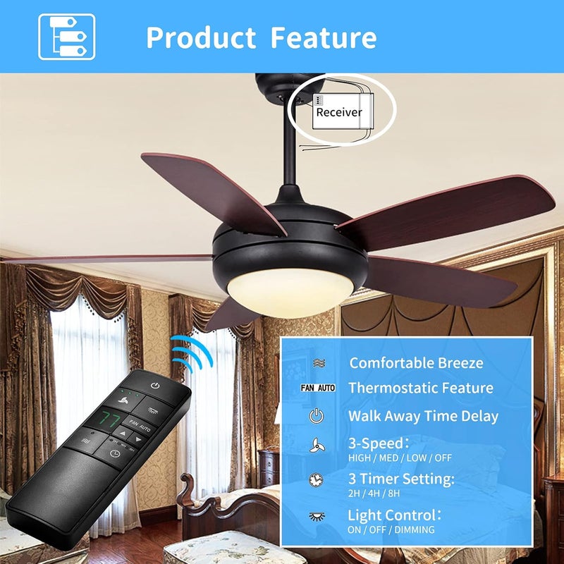 CENMING Universal Thermostatic Ceiling Fan Remote Control Kit with Holder for Hampton Bay Home Decorators Collection Hunter,Multiple Speed Control Timer Light Dimming,Replacement for HD3 2AAZPHD3 TR222A TX031 - Image 2